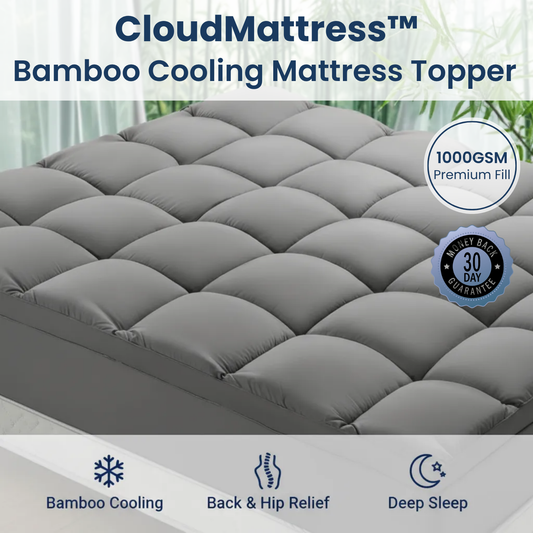 CloudMattress™ Bamboo Cooling Mattress Topper for Back & Hip Relief
