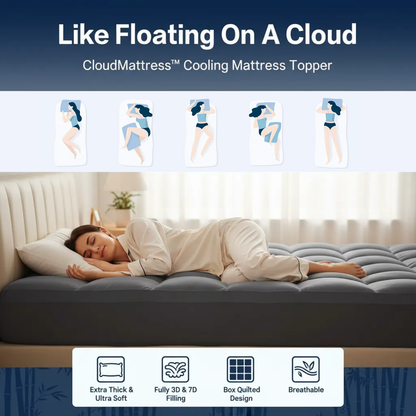 CloudMattress™ Bamboo Cooling Mattress Topper for Back & Hip Relief