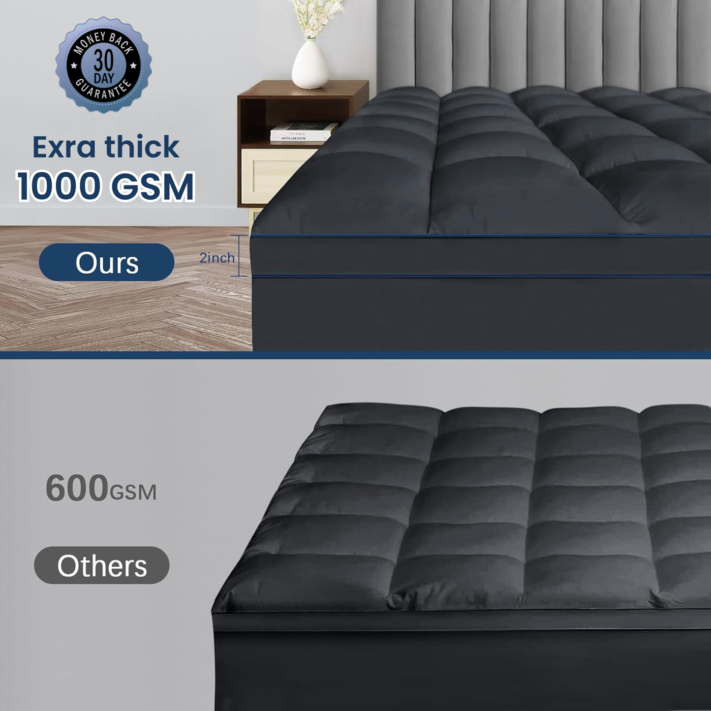 CloudMattress™ Bamboo Cooling Mattress Topper for Back & Hip Relief