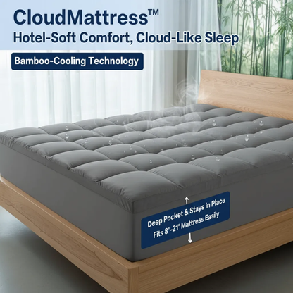 CloudMattress™ Bamboo Cooling Mattress Topper for Back & Hip Relief